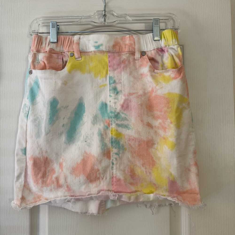 Love Fire Mini Pencil Skirt in Orange and Blue